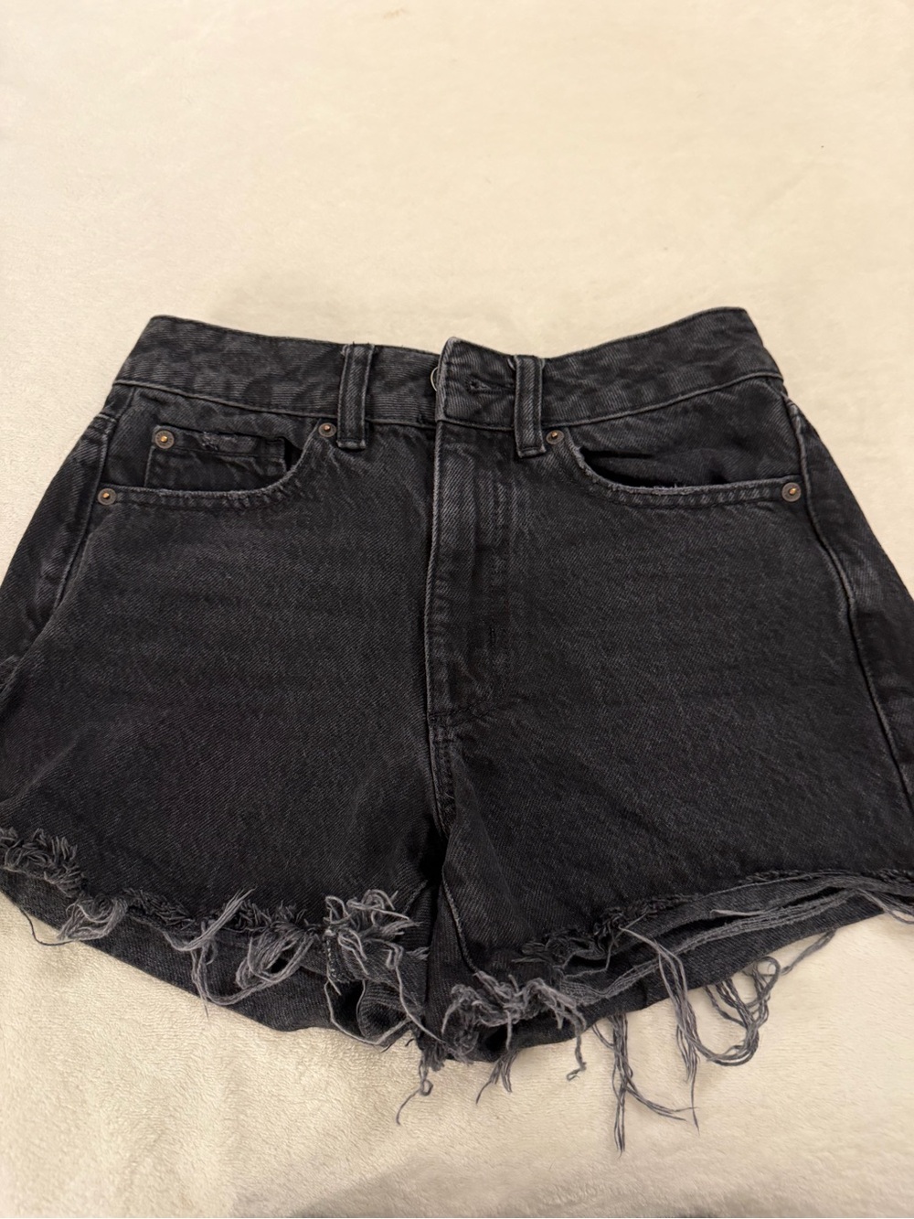 Garage High-Waist Black Denim Cutoff Shorts